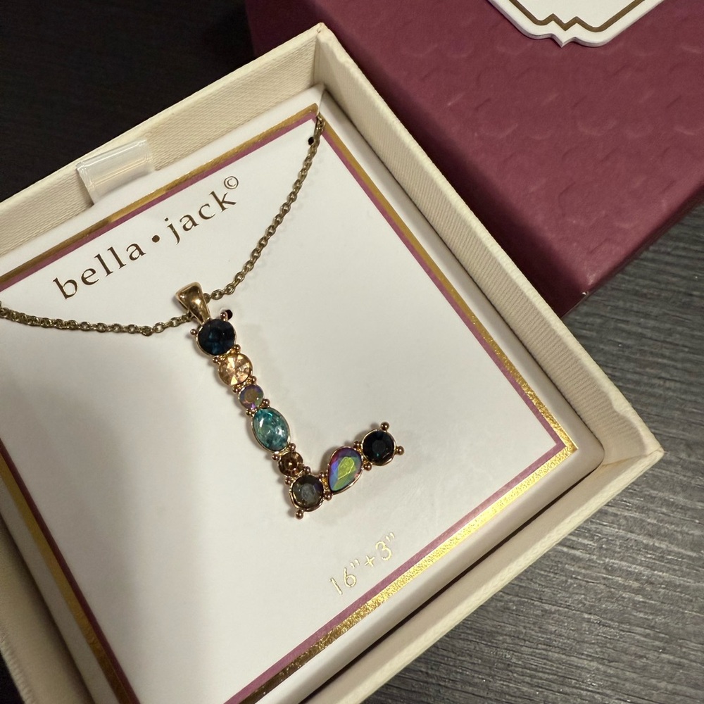 Gold Multicolor initial L Necklace